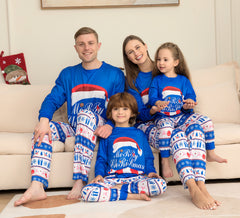 Matching Family Pajamas Sets Christmas PJ's Letter Print Top And Plaid Pants Jammies Sleepwear - Mubimart -  