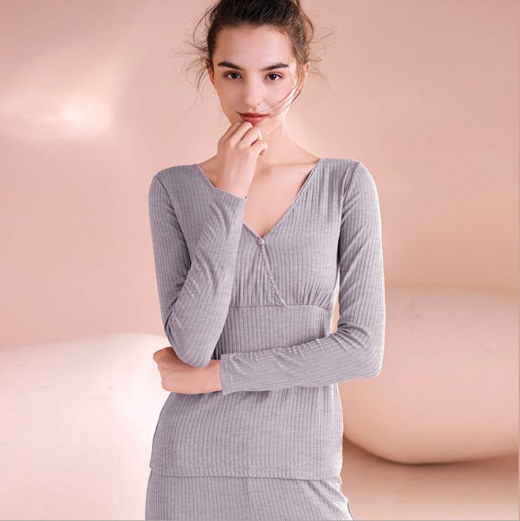 Maternity Autumn Clothes Long Trousers Suit After Childbirth Adjustable Home Nursing And Nursing Pajamas - Mubimart