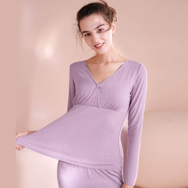 Maternity Autumn Clothes Long Trousers Suit After Childbirth Adjustable Home Nursing And Nursing Pajamas - Mubimart