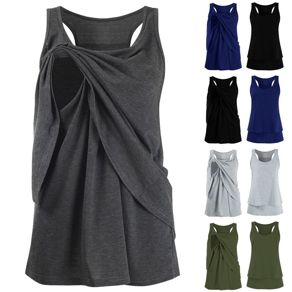 Maternity Blouse Pregnant Women Casual Sleeveless - Mubimart - Maternity Cloth 