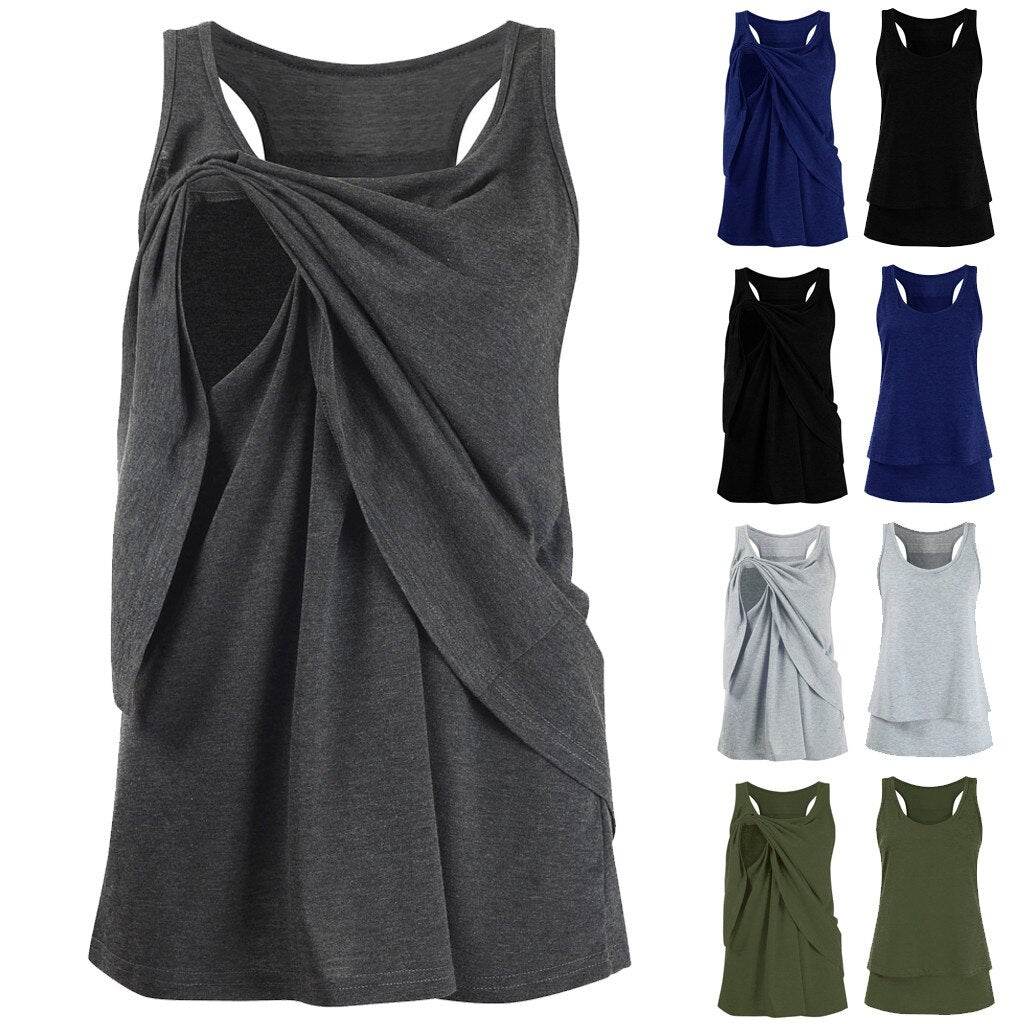 Maternity Blouse Pregnant Women Casual Sleeveless - Mubimart