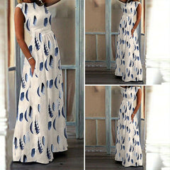 Maternity Dress Pregnant O-Neck Print - Mubimart - Maternity Cloth 