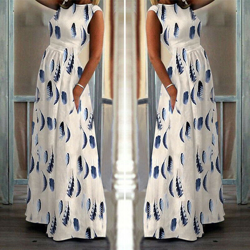 Maternity Dress Pregnant O-Neck Print - Mubimart -  