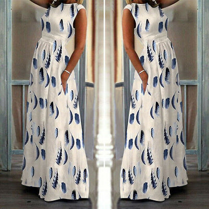Maternity Dress Pregnant O-Neck Print - Mubimart -  