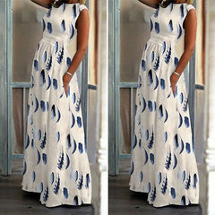 Maternity Dress Pregnant O-Neck Print - Mubimart -  