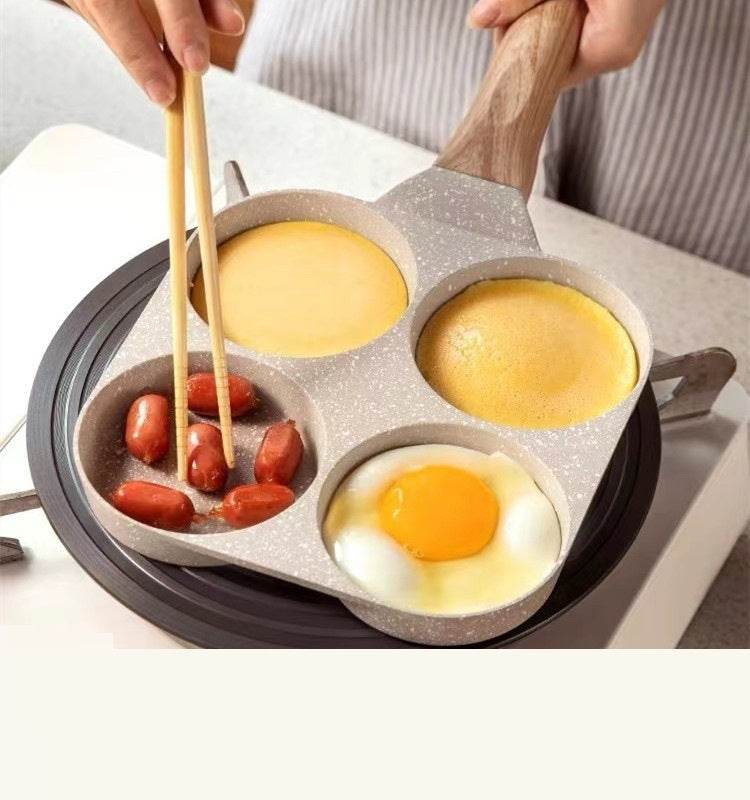 Medical Stone Non-stick Pan Egg Hamburger Four-hole Frying Pan Flat Bottom Induction Cooker Universal Mini Omelette Pan - Mubimart