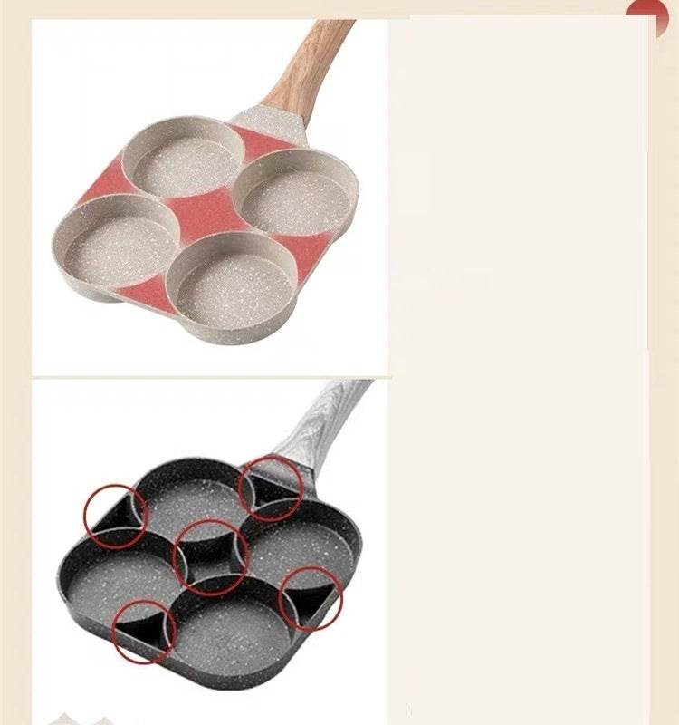 Medical Stone Non-stick Pan Egg Hamburger Four-hole Frying Pan Flat Bottom Induction Cooker Universal Mini Omelette Pan - Mubimart