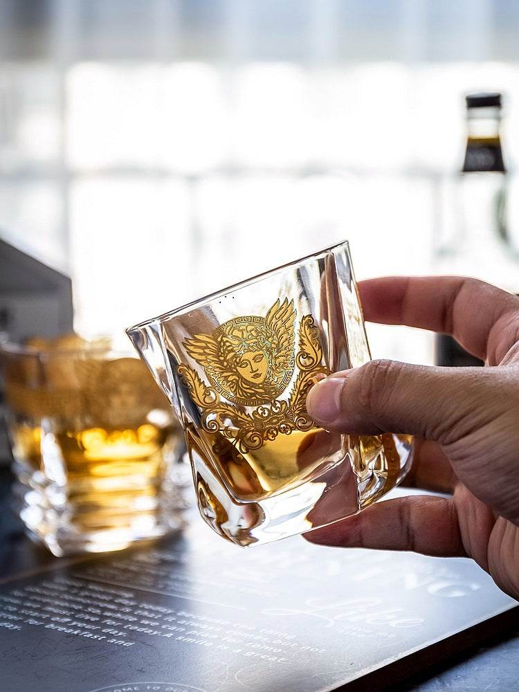 Medusa Head Creative Gold High-end Glass Whiskey Glass Foreign Wine Glass Beer Glass - Mubimart