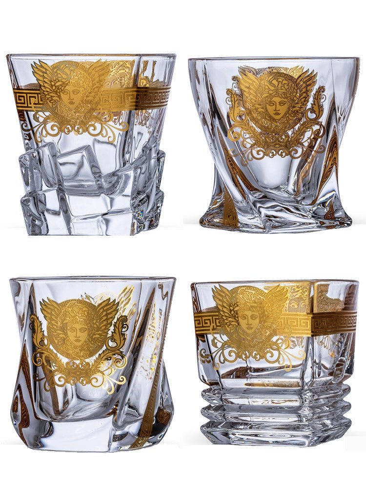 Medusa Head Creative Gold High-end Glass Whiskey Glass Foreign Wine Glass Beer Glass - Mubimart -  