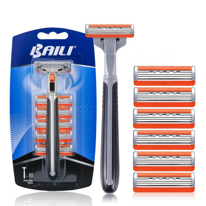 Men Manual Razor 3 Layer Blade Black - Mubimart