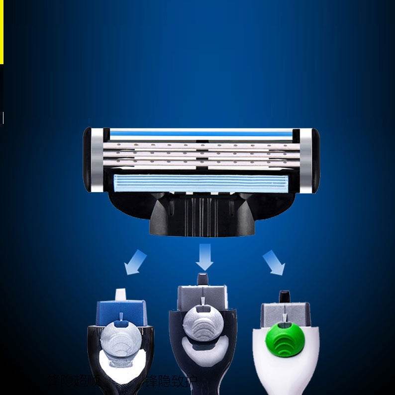 Men's Manual Three Wind Speed 3 Razor Blade Shaver - Mubimart