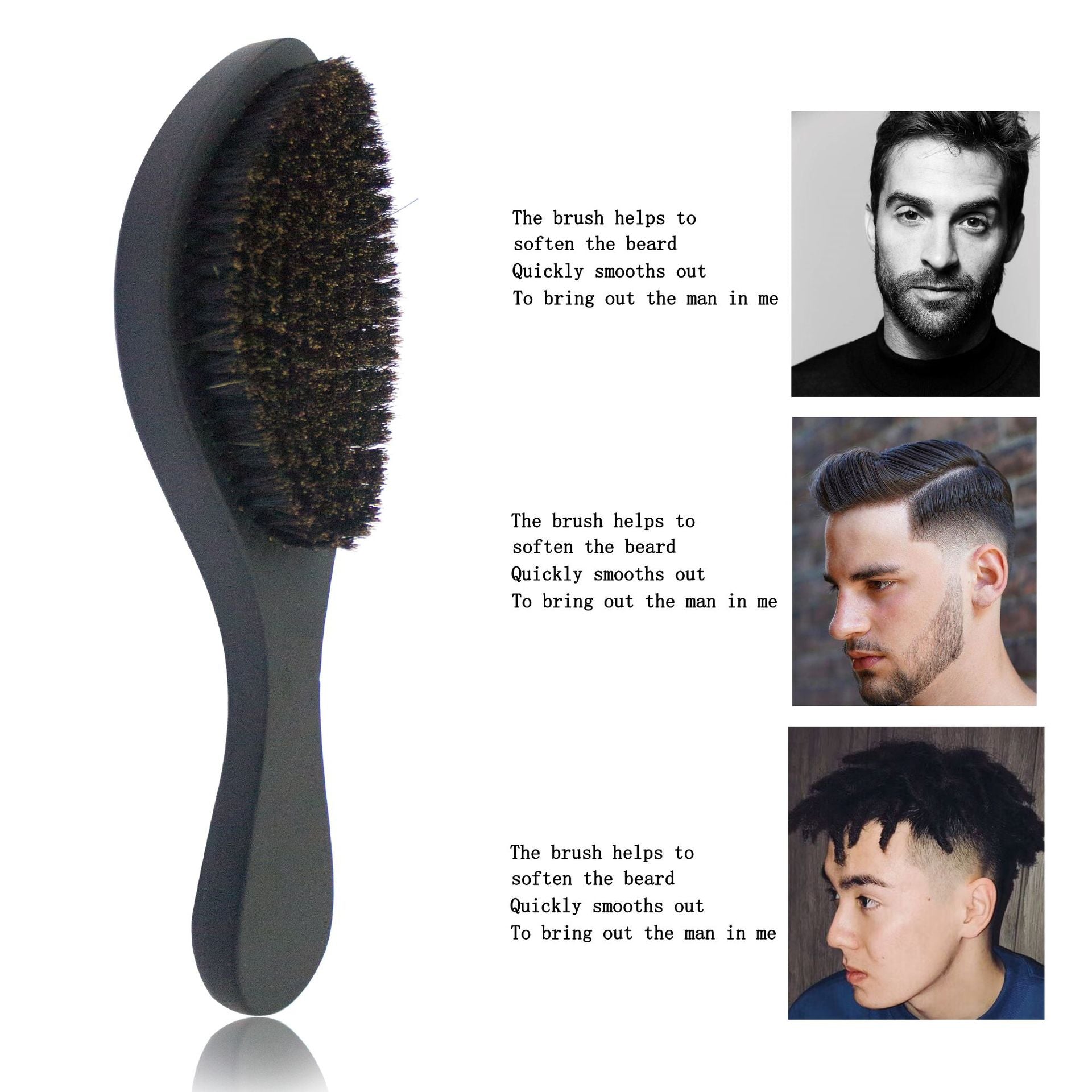 Mens Hair Straightening Beard Beech Wood Handle Oil Head Brush - Mubimart -  