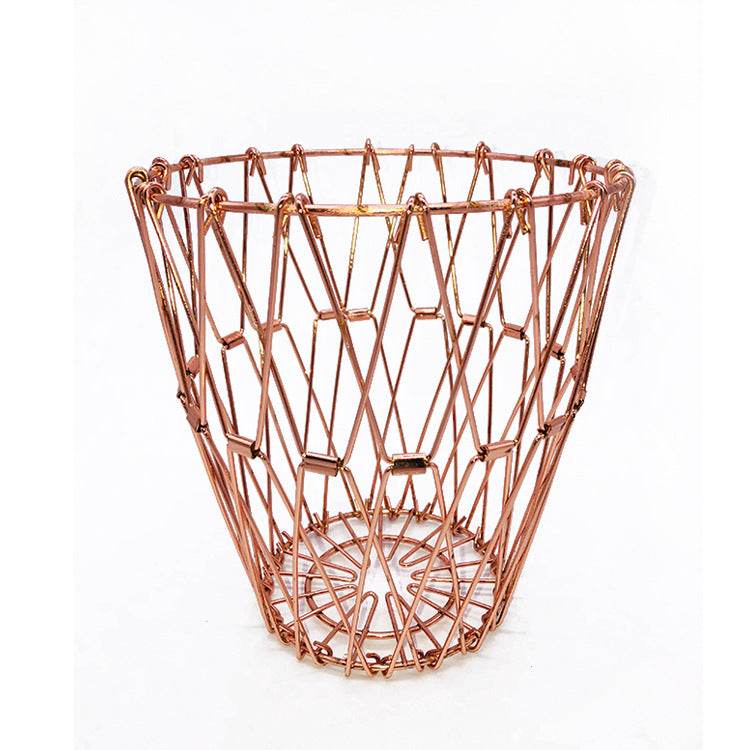 Metal Fruit Tray Storage Basket Foldable Variety Drainage Basket - Mubimart