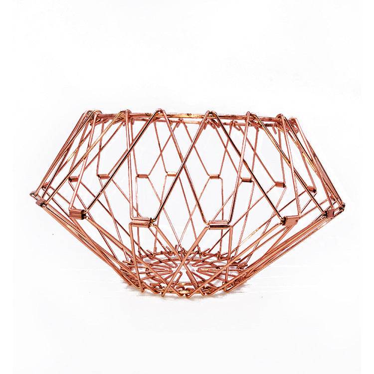 Metal Fruit Tray Storage Basket Foldable Variety Drainage Basket - Mubimart