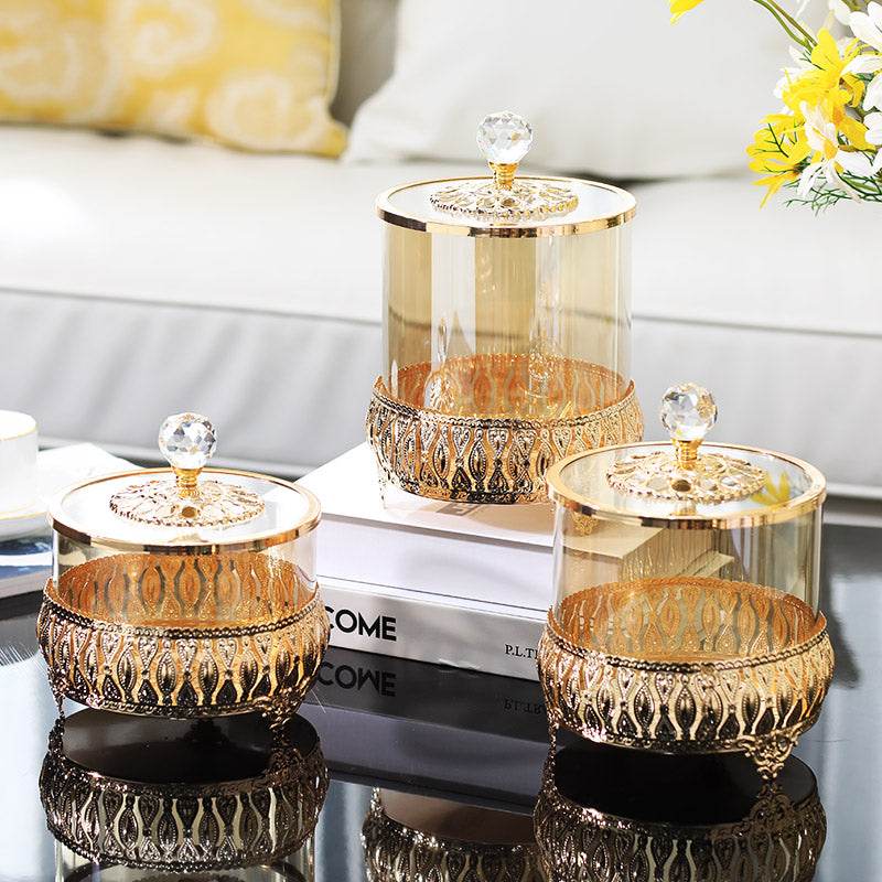 Metal Glass Candy Jar Storage Jar Storage Jar Decoration - Mubimart