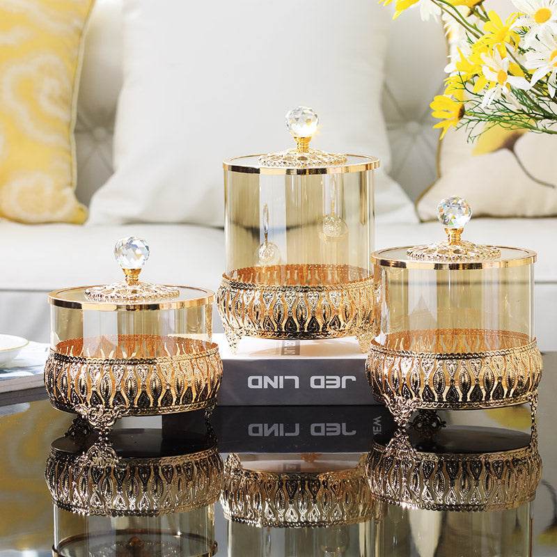 Metal Glass Candy Jar Storage Jar Storage Jar Decoration - Mubimart