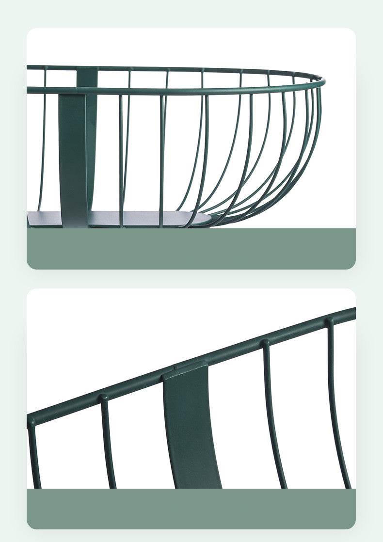 Metal Hollowed Out Fruit Vegetable Snack Tray Bowl Basket Kitchen Storage Rack Holder Large Capacity Kitchen Organizer Basket - Mubimart