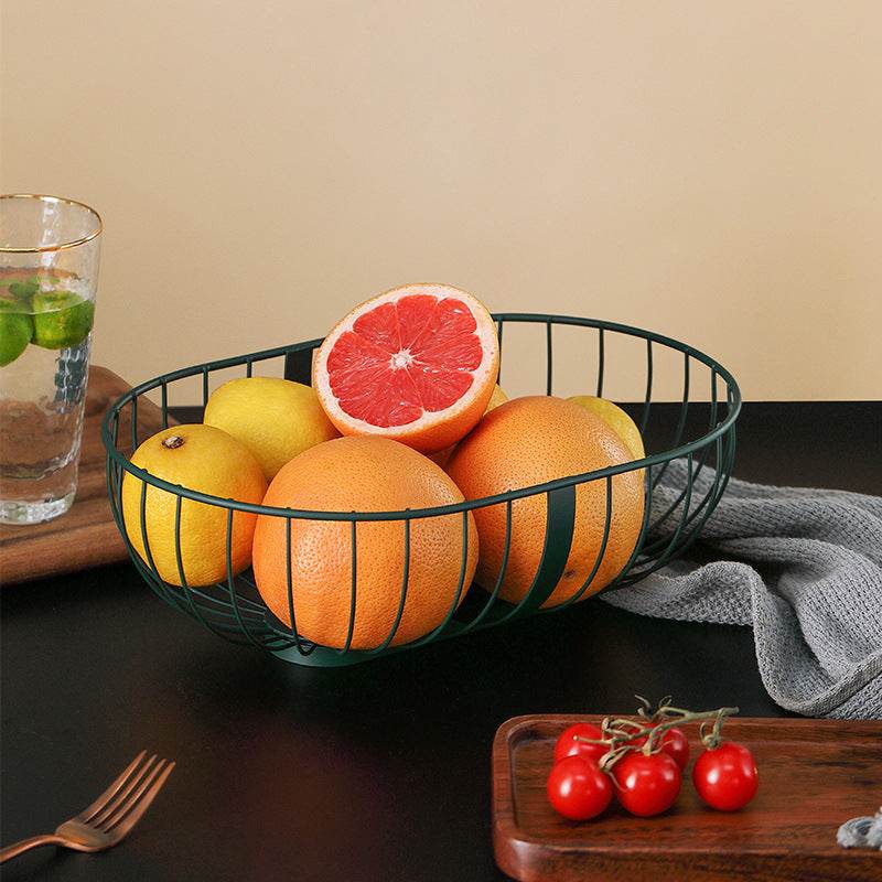 Metal Hollowed Out Fruit Vegetable Snack Tray Bowl Basket Kitchen Storage Rack Holder Large Capacity Kitchen Organizer Basket - Mubimart