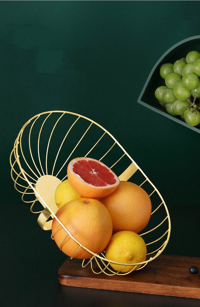 Metal Hollowed Out Fruit Vegetable Snack Tray Bowl Basket Kitchen Storage Rack Holder Large Capacity Kitchen Organizer Basket - Mubimart
