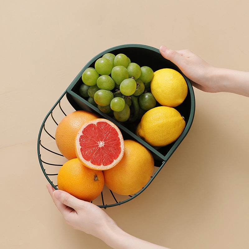 Metal Hollowed Out Fruit Vegetable Snack Tray Bowl Basket Kitchen Storage Rack Holder Large Capacity Kitchen Organizer Basket - Mubimart