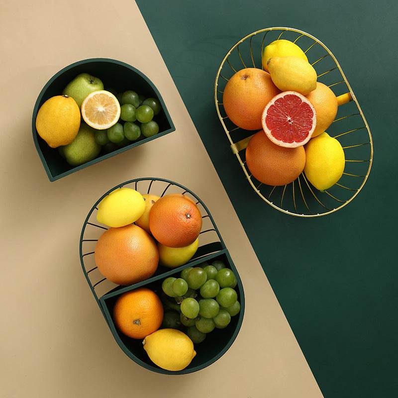 Metal Hollowed Out Fruit Vegetable Snack Tray Bowl Basket Kitchen Storage Rack Holder Large Capacity Kitchen Organizer Basket - Mubimart