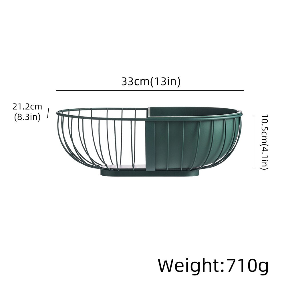 Metal Hollowed Out Fruit Vegetable Snack Tray Bowl Basket Kitchen Storage Rack Holder Large Capacity Kitchen Organizer Basket - Mubimart -  