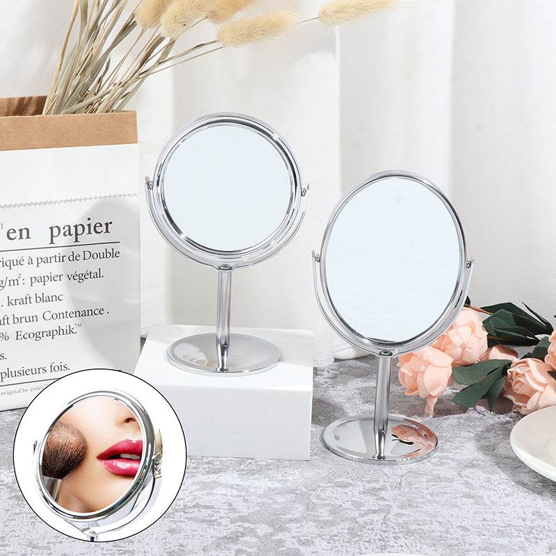 Metal Small Mirror, Desktop Mirror, Double-sided Makeup Mirror - Mubimart