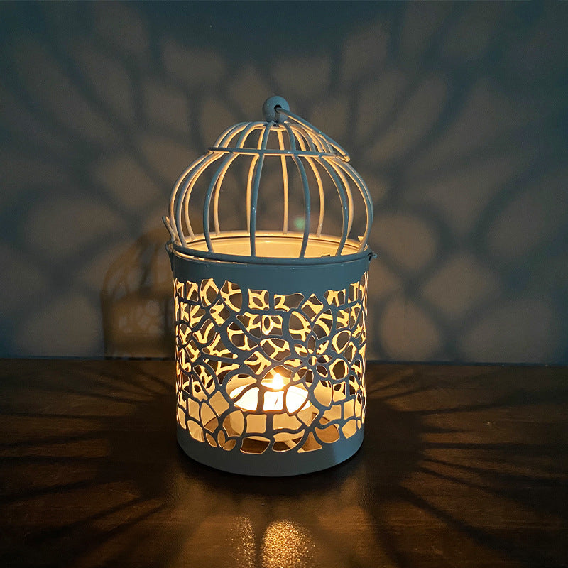 Metal Wrought Iron Bird Cage Decoration Candle Holder Crafts - Mubimart -  