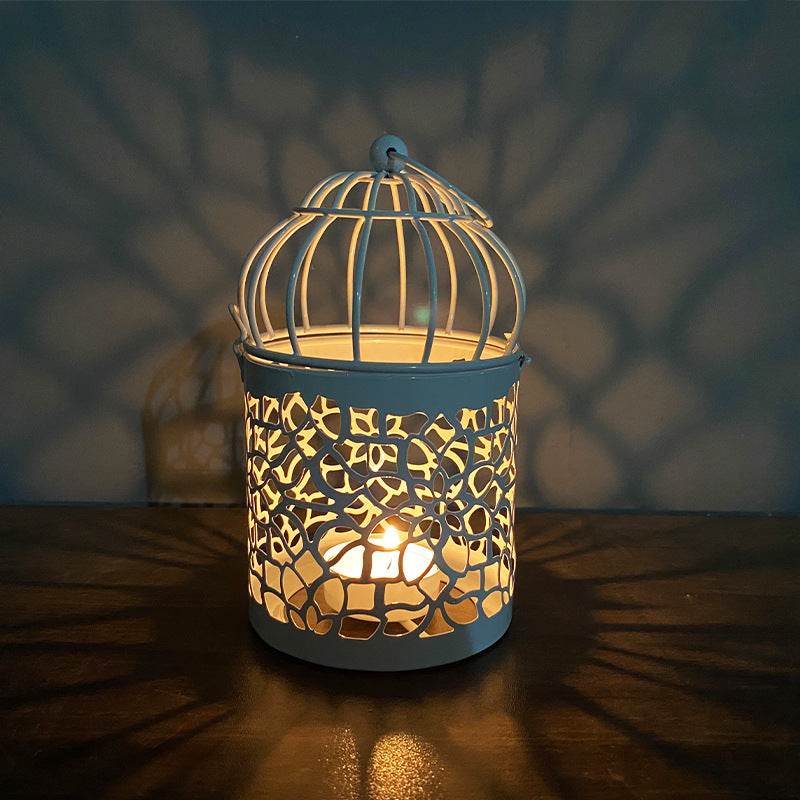 Metal Wrought Iron Bird Cage Decoration Candle Holder Crafts - Mubimart