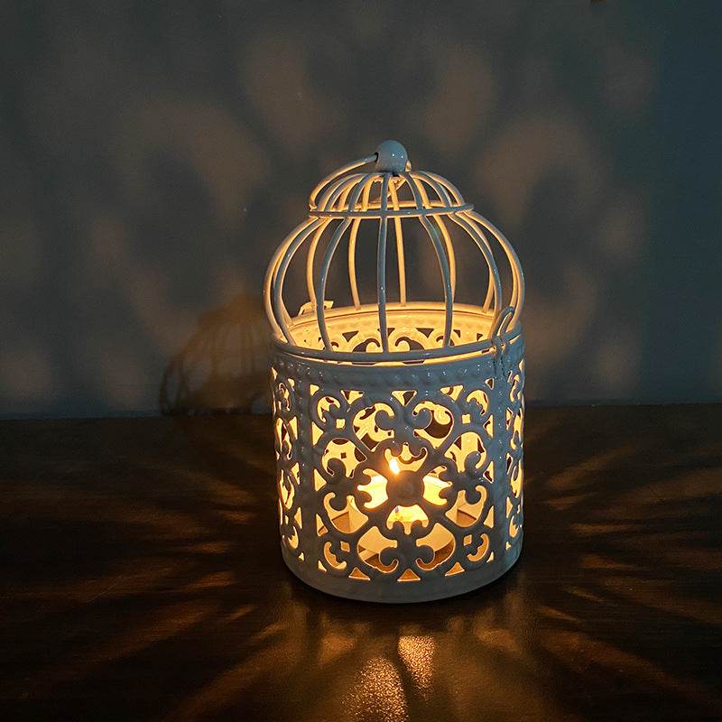 Metal Wrought Iron Bird Cage Decoration Candle Holder Crafts - Mubimart
