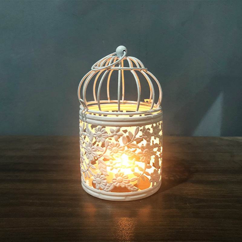Metal Wrought Iron Bird Cage Decoration Candle Holder Crafts - Mubimart