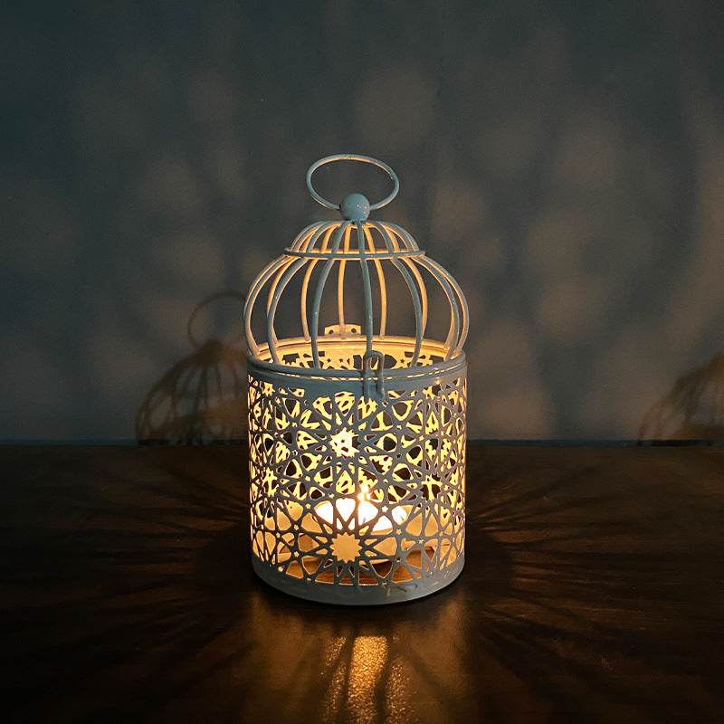 Metal Wrought Iron Bird Cage Decoration Candle Holder Crafts - Mubimart