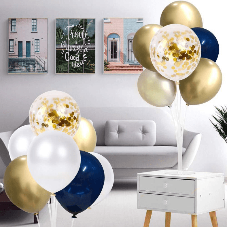 Metallic Gold White Pearl Balloons Baby Shower Wedding Birthday Party Navy Blue Gold Confetti Ballon Decor Kid - Mubimart