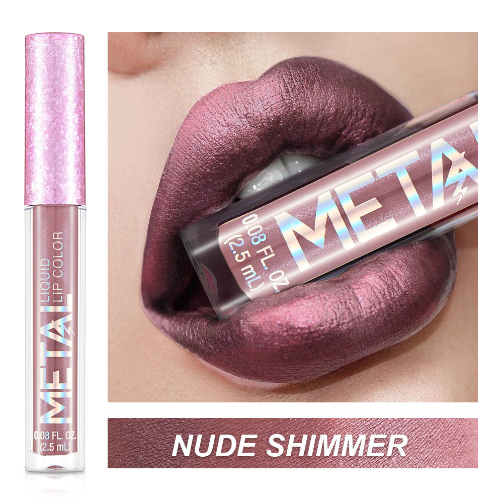 Metallic Liquid Lipstick Lip Gloss Does Not Stick To Cup Lip Glaze - Mubimart -  