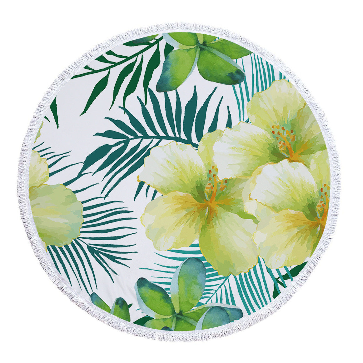 Microfiber Print Tropical Leaves Round Beach Towel - Mubimart -  