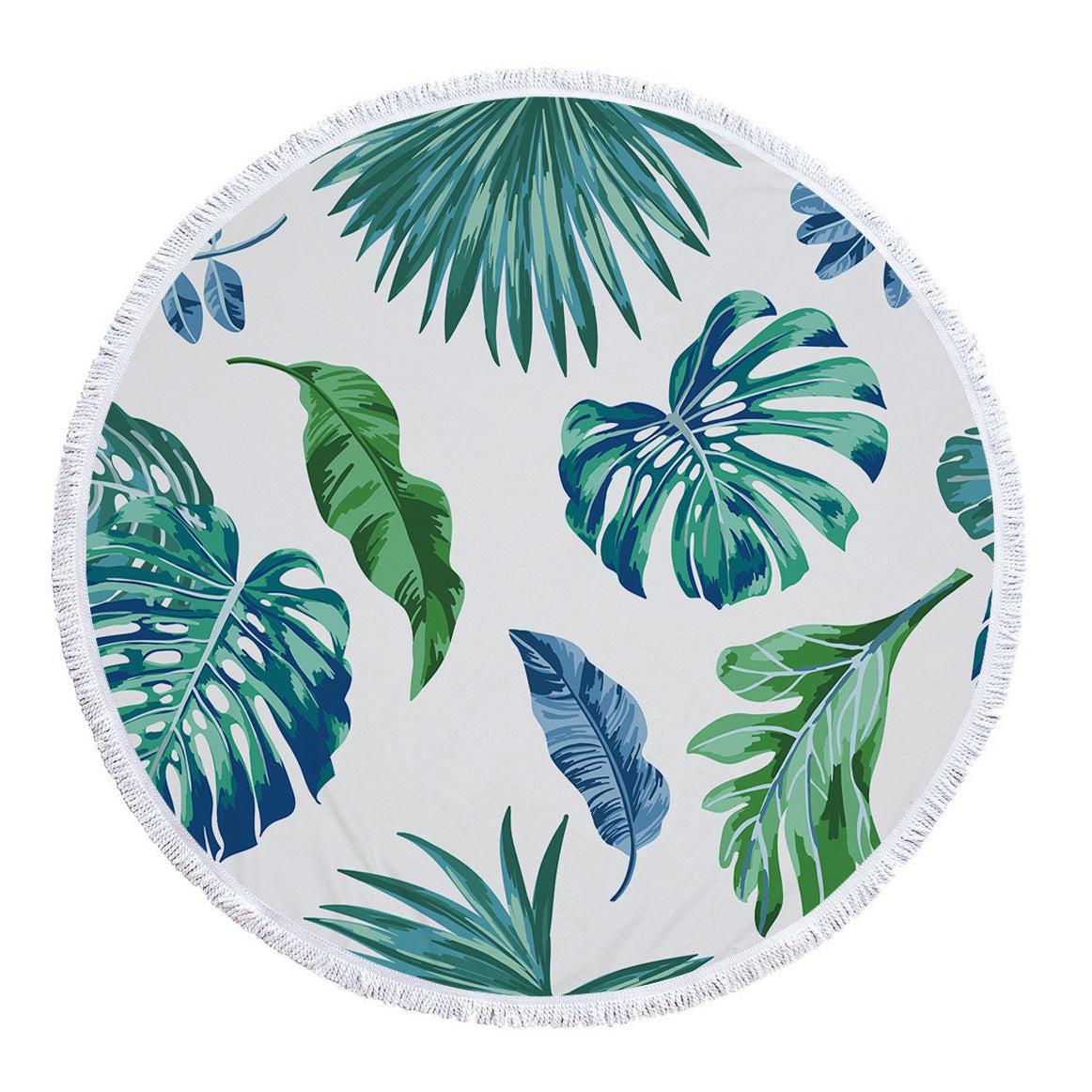 Microfiber Print Tropical Leaves Round Beach Towel - Mubimart -  