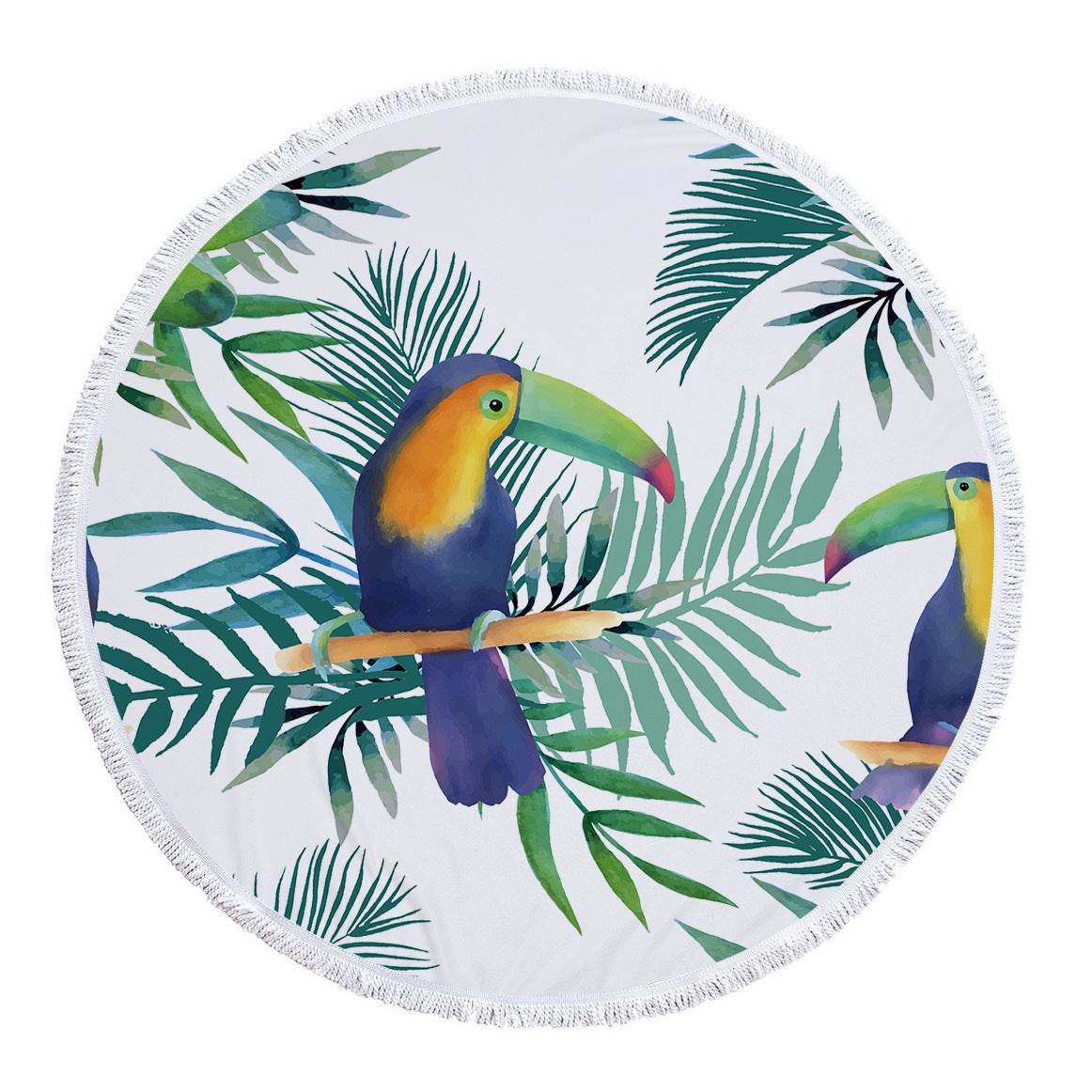 Microfiber Print Tropical Leaves Round Beach Towel - Mubimart