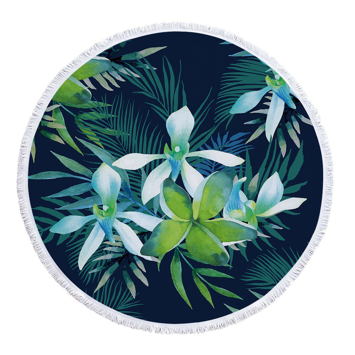 Microfiber Print Tropical Leaves Round Beach Towel - Mubimart -  