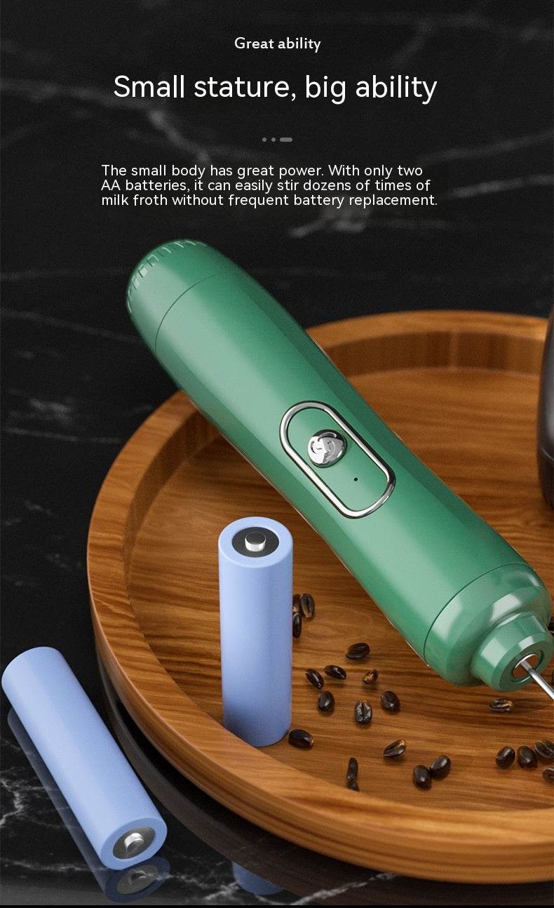 Milk Frother Egg Beater Coffee Frother Household Electric Milk Stirring Battery Handheld Blender - Mubimart
