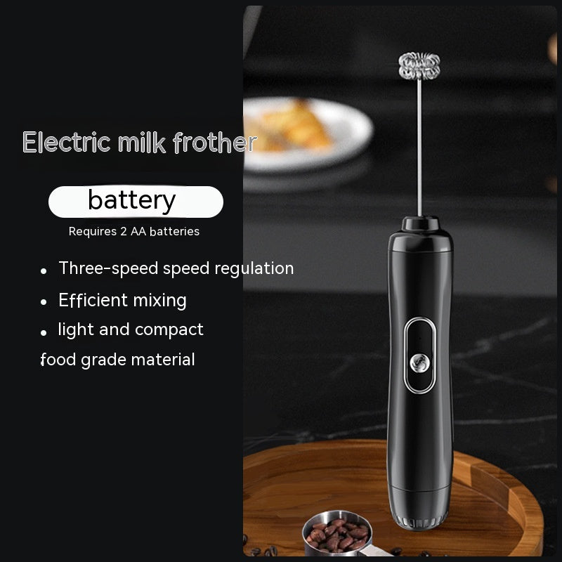 Milk Frother Egg Beater Coffee Frother Household Electric Milk Stirring Battery Handheld Blender - Mubimart -  