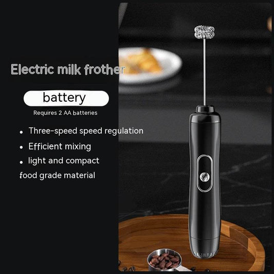 Milk Frother Egg Beater Coffee Frother Household Electric Milk Stirring Battery Handheld Blender - Mubimart