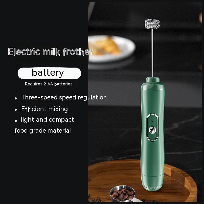 Milk Frother Egg Beater Coffee Frother Household Electric Milk Stirring Battery Handheld Blender - Mubimart -  