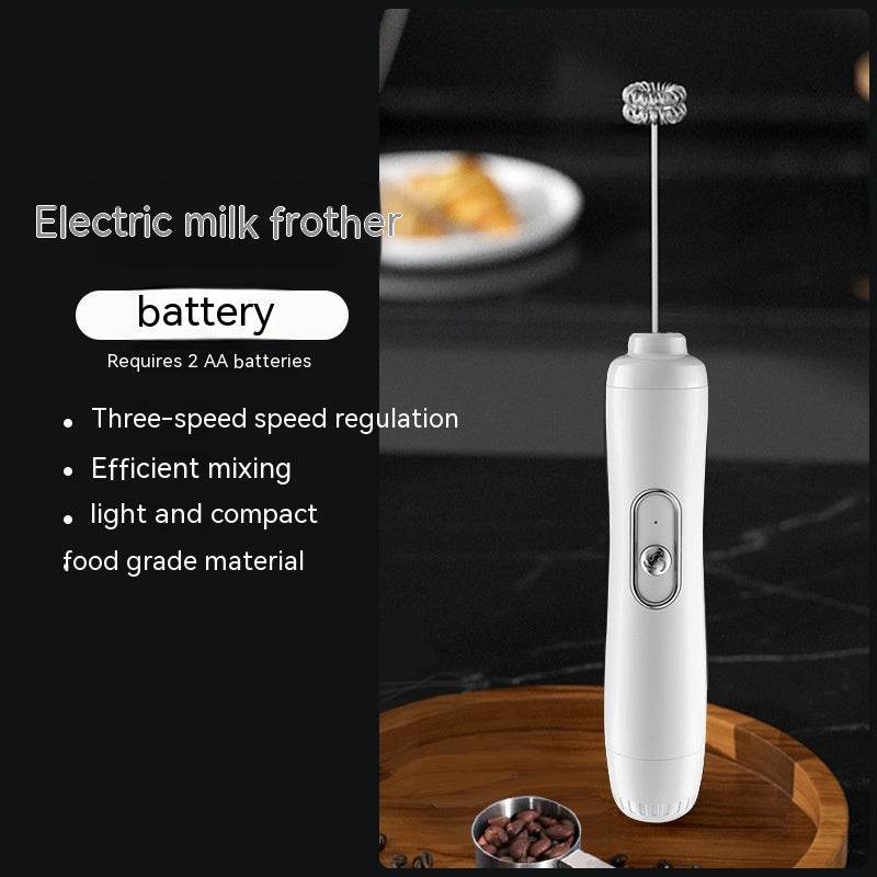 Milk Frother Egg Beater Coffee Frother Household Electric Milk Stirring Battery Handheld Blender - Mubimart