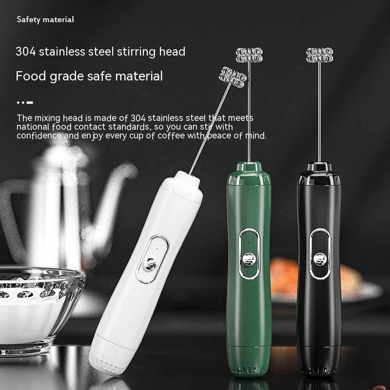 Milk Frother Egg Beater Coffee Frother Household Electric Milk Stirring Battery Handheld Blender - Mubimart