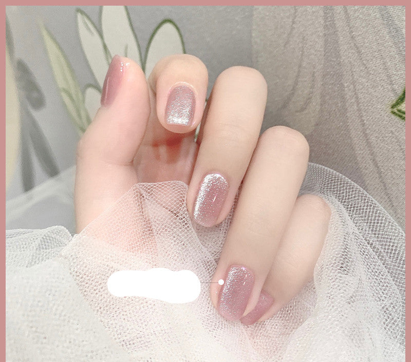 Milk Tea Crystal Stone Cat Eye Nail Polish - Mubimart -  