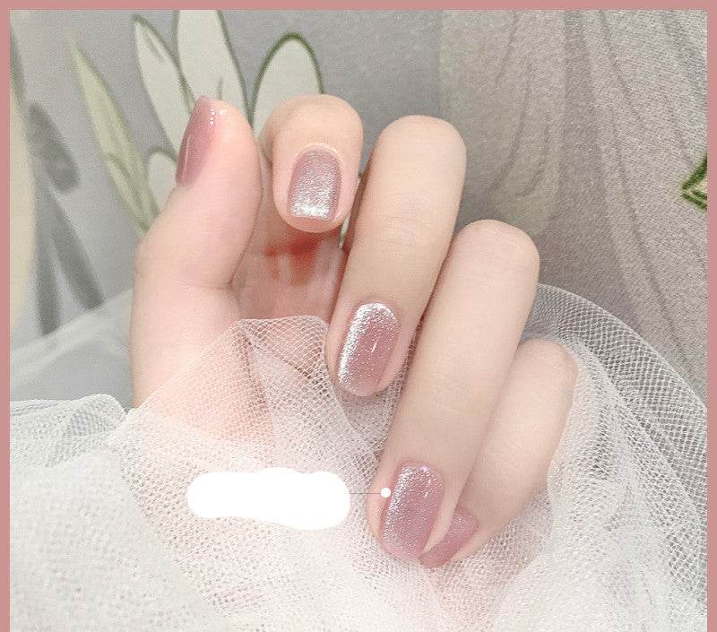 Milk Tea Crystal Stone Cat Eye Nail Polish - Mubimart