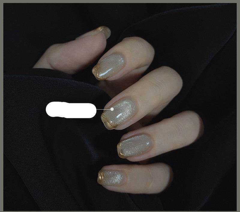 Milk Tea Crystal Stone Cat Eye Nail Polish - Mubimart