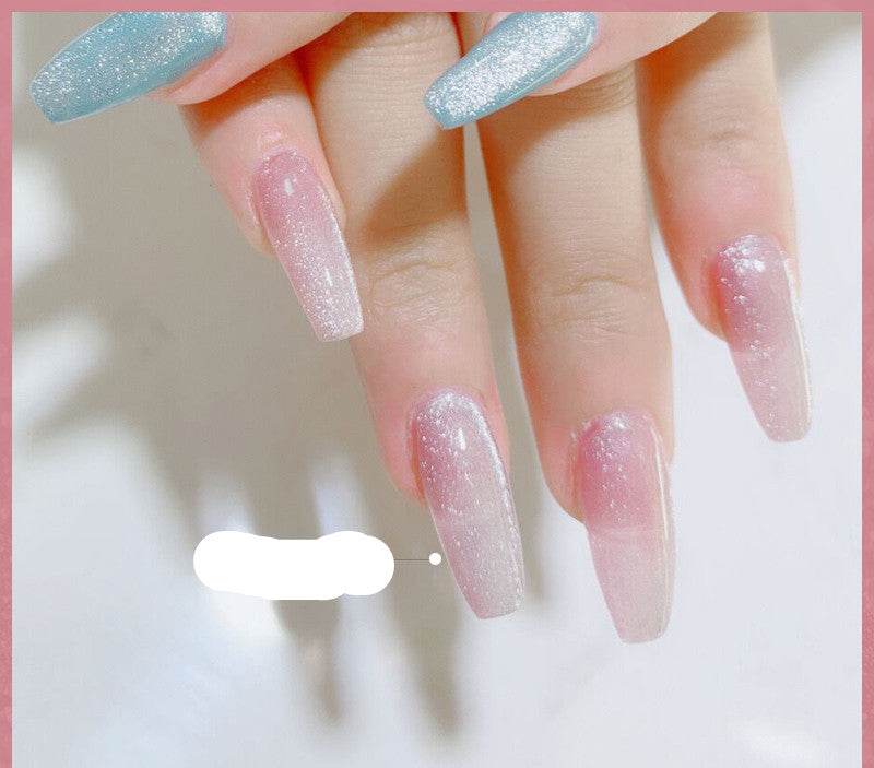 Milk Tea Crystal Stone Cat Eye Nail Polish - Mubimart