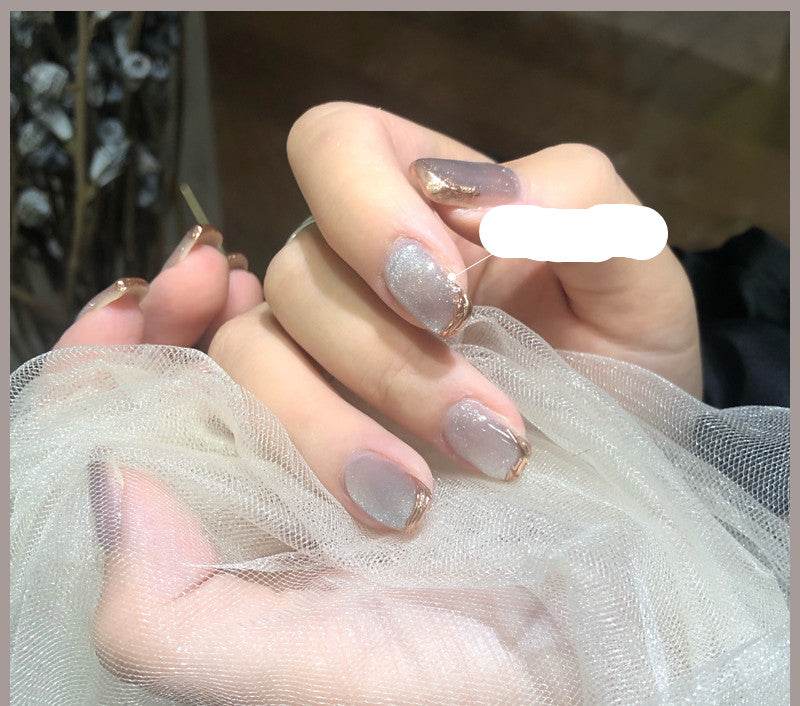 Milk Tea Crystal Stone Cat Eye Nail Polish - Mubimart