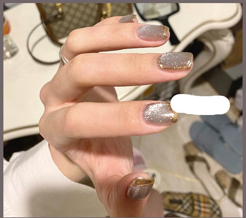 Milk Tea Crystal Stone Cat Eye Nail Polish - Mubimart